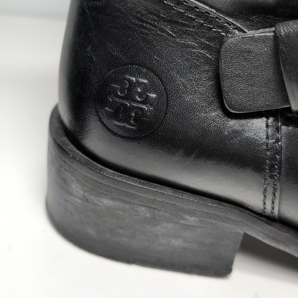 Tory Burch Bennie Black Combat Moto Boots with Buckle Straps womans size 7.5 - Picture 15 of 16